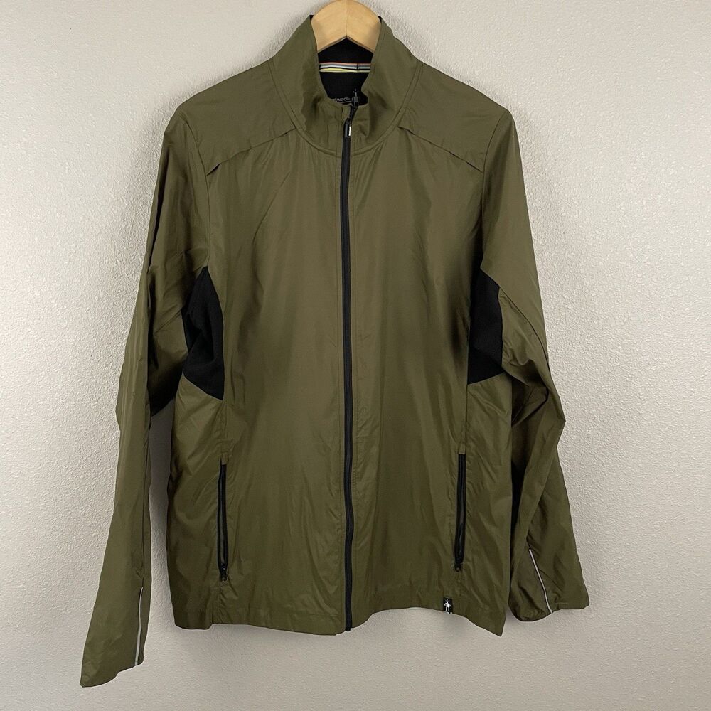 Smartwool Mens L Green Merino Sport Ultra Light Jacket Packable Reflective